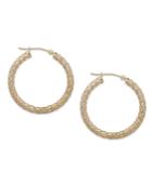 14k Gold Earrings, Diamond Cut Pierced Hoop Earrings