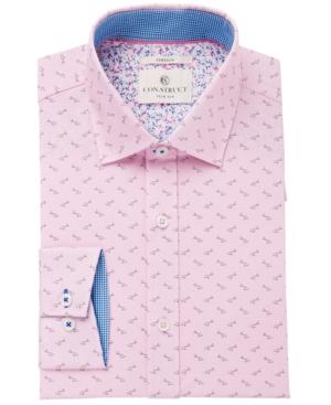 Con. Struct Men's Slim-fit Stretch Pink Sharks Dress Shirt, Created For Macy's