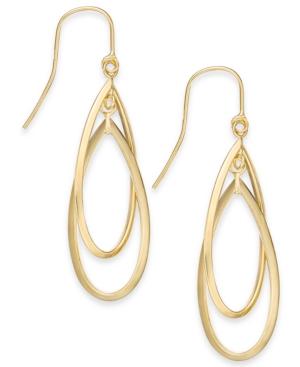Double Hoop Dangle Drop Earrings In 14k Gold