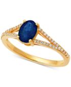 Sapphire (1 Ct. T.w.) & Diamond (1/8 Ct. T.w.) Ring In 10k Gold