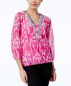Inc International Concepts Embellished Peasant Top, Created For Macy's