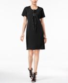 Ny Collection Faux-leather Lace-up Shift Dress