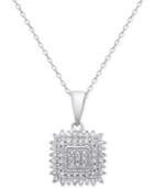 Diamond Square Pendant Necklace (1/2 Ct. T.w.) In Sterling Silver Or 18k Gold-plated Sterling Silver