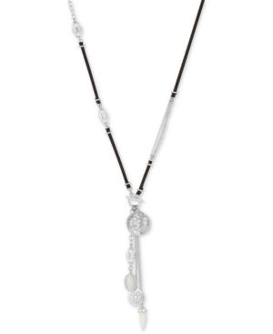 Lucky Brand Silver-tone Leather Cord Charm 26 Pendant Necklace