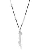 Lucky Brand Silver-tone Leather Cord Charm 26 Pendant Necklace
