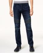 Armani Exchange Men's Slim-fit Dark Wash Moto Jeans