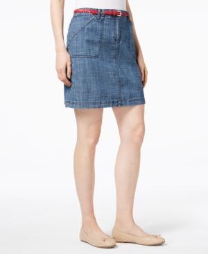 Karen Scott Belted Chambray Skort, Created For Macy's