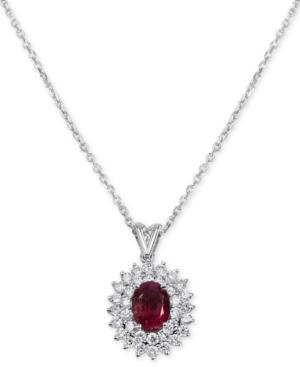 Ruby (1-1/5 Ct. T.w.) & Diamond (1 Ct. T.w.) Pendant 16 Necklace In 14k White Gold