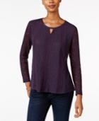 Style & Co Petite Mixed-media Crochet Top, Only At Macy's
