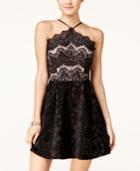 Trixxi Juniors' Lace Faux-suede-detail Dress
