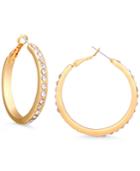 Guess Gold-tone Pave Hoop Earrings