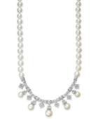 Arabella Bridal Cultured Freshwater Pearl (6mm) And Swarovski Zirconia (8-3/4 Ct. T.w.) Necklace In Sterling Silver