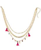 I.n.c. Gold-tone Multicolor Bead & Tassel 15 Layered Necklace, Created For Macy's