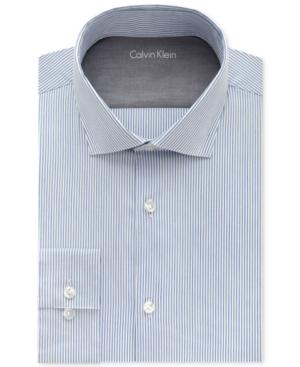 Calvin Klein Men's X Extra-slim Fit Empire Blue Striped Dress Shirt