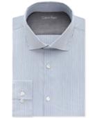 Calvin Klein Men's X Extra-slim Fit Empire Blue Striped Dress Shirt