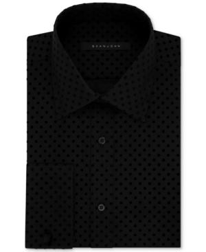 Sean John Men's Fitted Tailored-cut Black Dot Dress Shirt