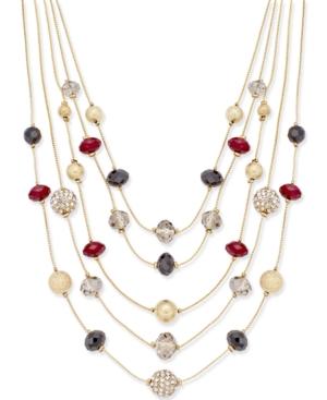 Inc International Concepts Gold-tone Red Bead Illusion Necklace, Only At Macy's