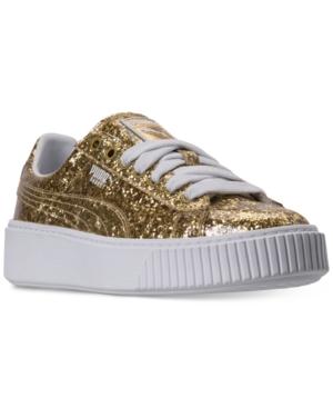 Puma Women's Basket Platform Glitter Casual Sneakers From Finish Line