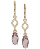 Anne Klein Gold-tone Link & Stone Double Drop Earrings