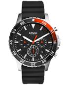 Fossil Men's Chronograph Crewmaster Black Silicone Strap Watch 46mm Ch3057