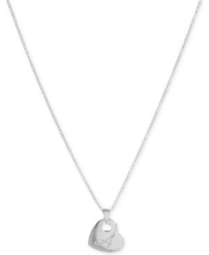 Heart Initial Pendant Necklace In Silver-plated Brass