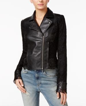 Guess Celeste Lace-contrast Moto Jacket
