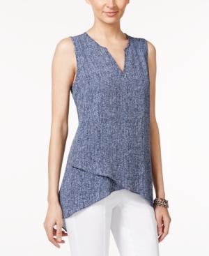 Alfani Tweed-print Crossover Top, Only At Macy's
