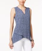 Alfani Tweed-print Crossover Top, Only At Macy's