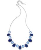 Nine West Silver-tone Blue Stone Statement Necklace