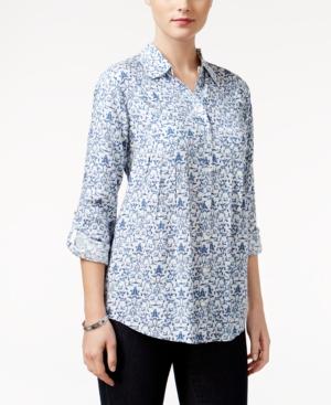 Style & Co Petite Mixed-print Shirt, Created For Macy's