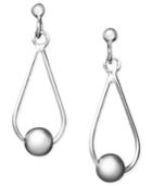 Giani Bernini Center Bead Teardrop Earrings In Sterling Silver, Created For Macy's