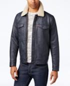 Levi's Men's Faux-leather Trucker Jacket With Faux-sherpa Lined Collar