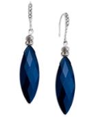 Inc International Concepts Silver-tone Midnight Blue Diamond Drop Earrings, Only At Macy's