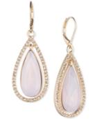 Anne Klein Gold-tone Imitation Opal Teardrop And Pave Earrings