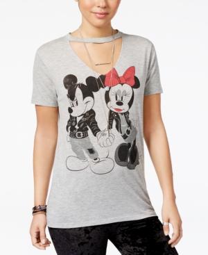 Freeze 24-7 Juniors' Disney Mickey & Minnie Mouse Cutout Graphic T-shirt