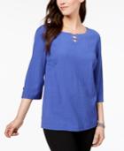 Jm Collection Lattice-trim Crinkle Top, Created For Macy's