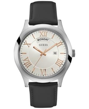 Guess Men's Vintage Black Leather Strap Watch 44mm U0792g8