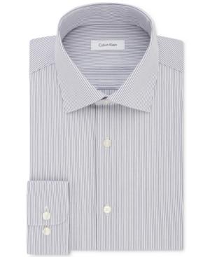 Calvin Klein Men's Regular Fit Non-iron Performance Viola Stripe Dress Shirt