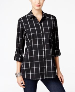 Style & Co. Plaid Roll-tab Shirt, Only At Macy's