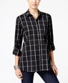 Style & Co. Plaid Roll-tab Shirt, Only At Macy's