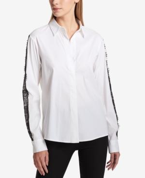 Dkny Lace-trim Button-front Shirt