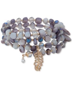 Lonna & Lilly Gold-tone Pave, Stone & Bead Multi-row Coil Bracelet