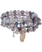 Lonna & Lilly Gold-tone Pave, Stone & Bead Multi-row Coil Bracelet
