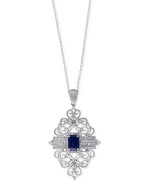 Effy Blue Sapphire (1 Ct. T.w.) And Diamond (1/2 Ct. T.w.) Pendant Necklace In 14k White Gold