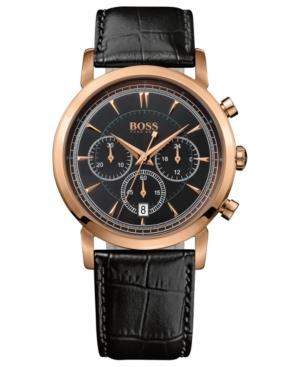 Hugo Boss Watch, Men's Chronograph Black Leather Strap 42mm Hb1013 1512781