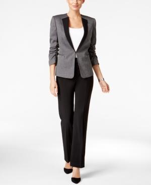 Tahari Asl Petite Herringbone Jacket Pantsuit