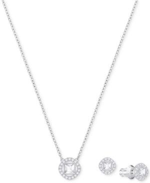 Swarovski Silver-tone Crystal Pendant Necklace & Stud Earrings
