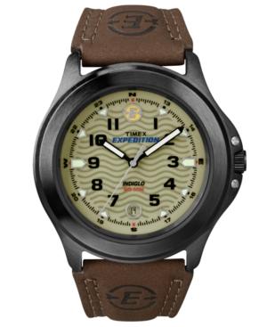 Timex Watch, Men's Expedition Metal Field Brown Leather Strap T47012um