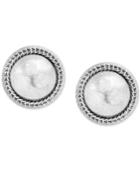 Lucky Brand Silver-tone Bead Chain-textured Stud Earrings