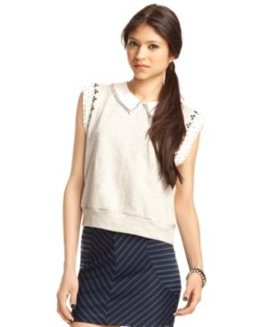 Bar Iii Top, Sleeveless Peter Pan Collar Blouse